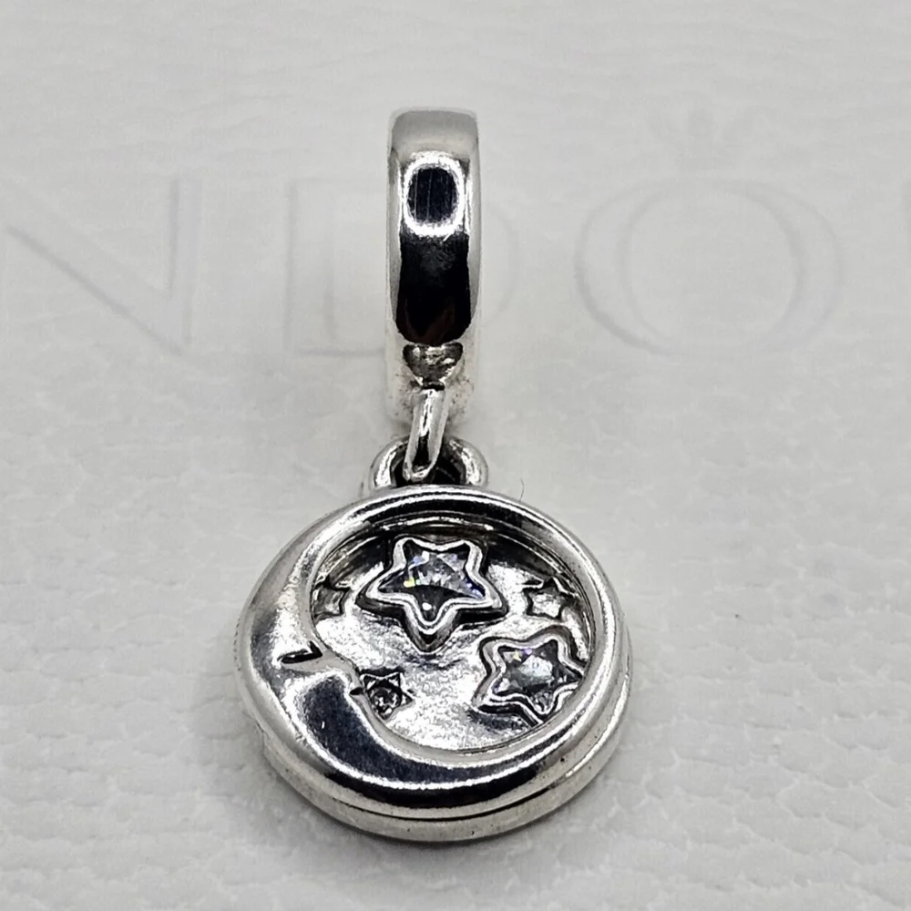 Authentic Pandora ⭐️RETIRED⭐️ MOON & STAR DANGLE CHARM - Picture 5 of 7